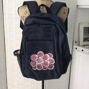 Navy Backpack with hand painted Design